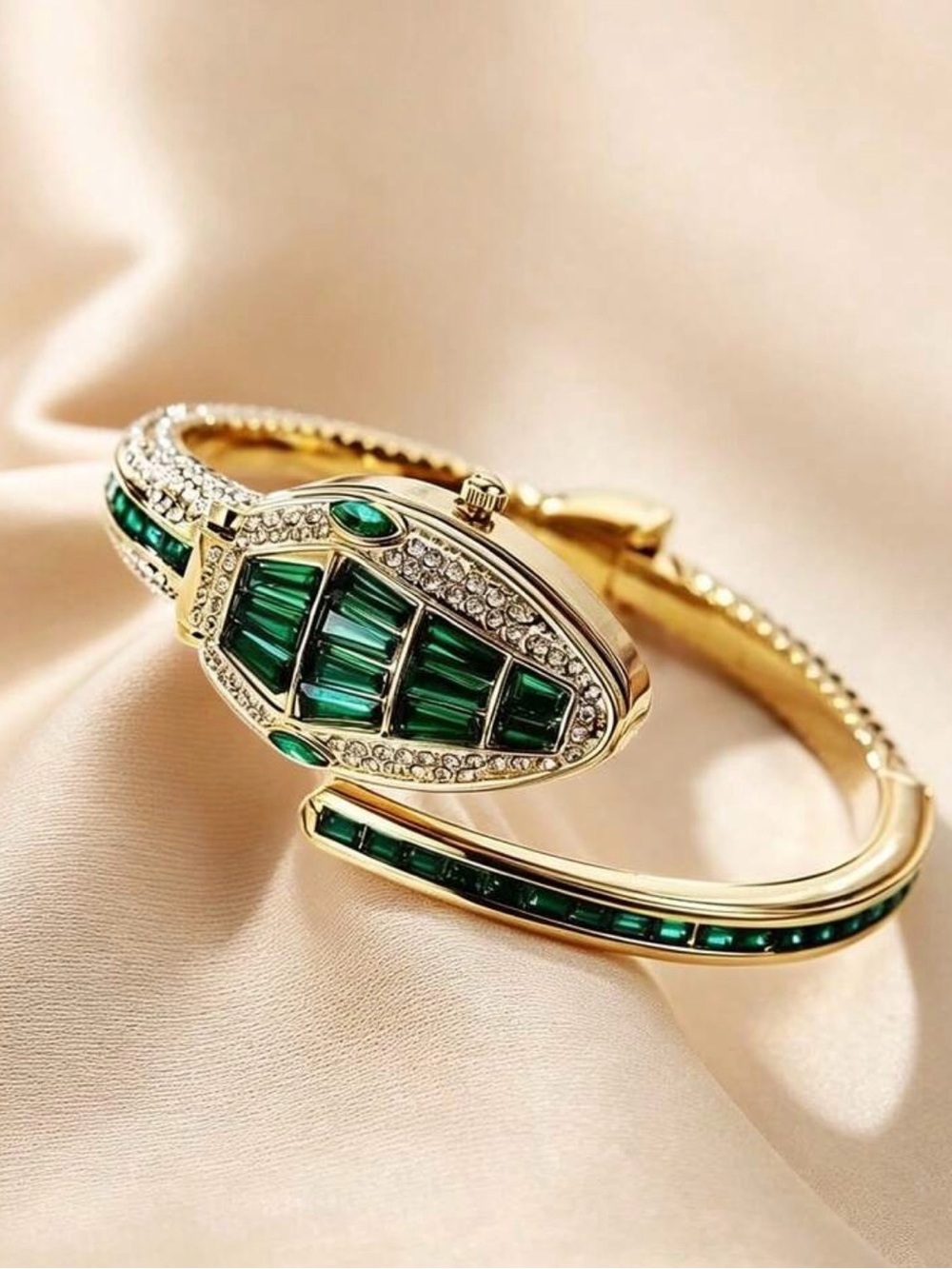 Emerald Green Snake Cuff Bracelet - Picture 7 of 7
